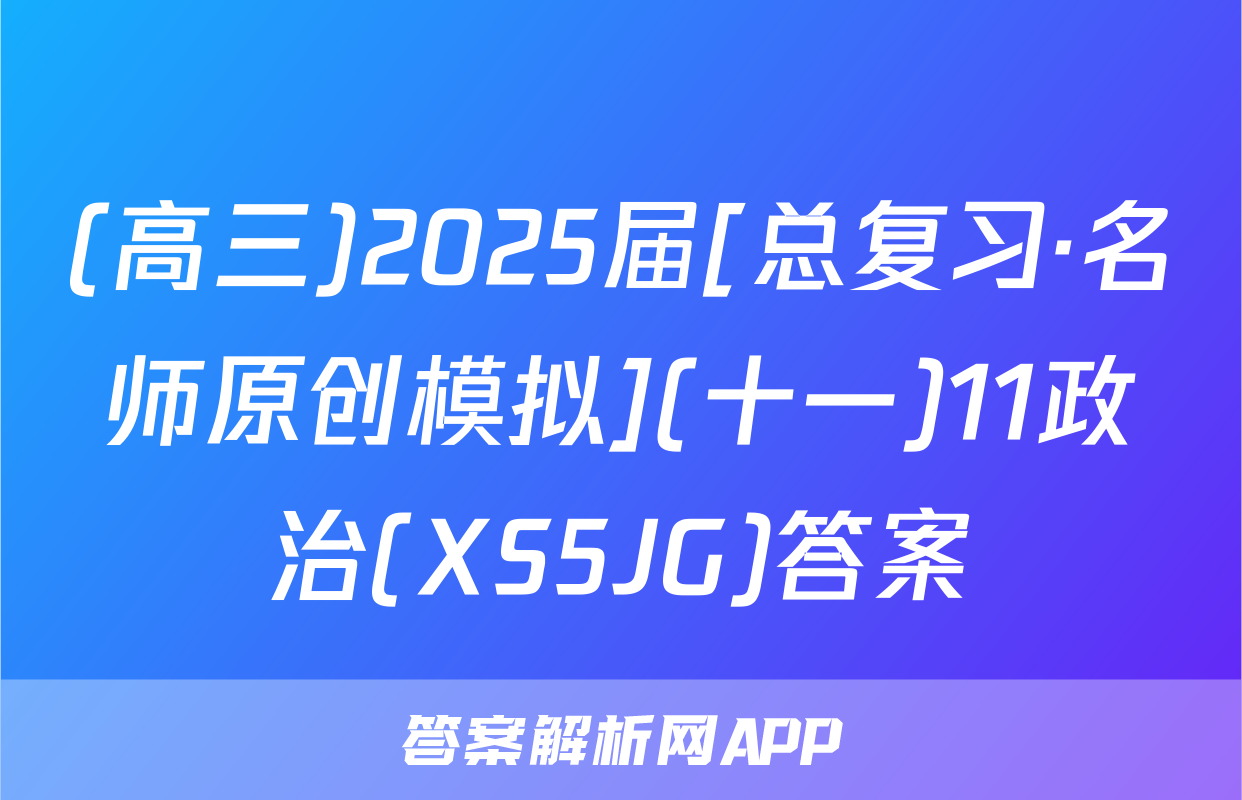 (高三)2025届[总复习·名师原创模拟](十一)11政治(XS5JG)答案