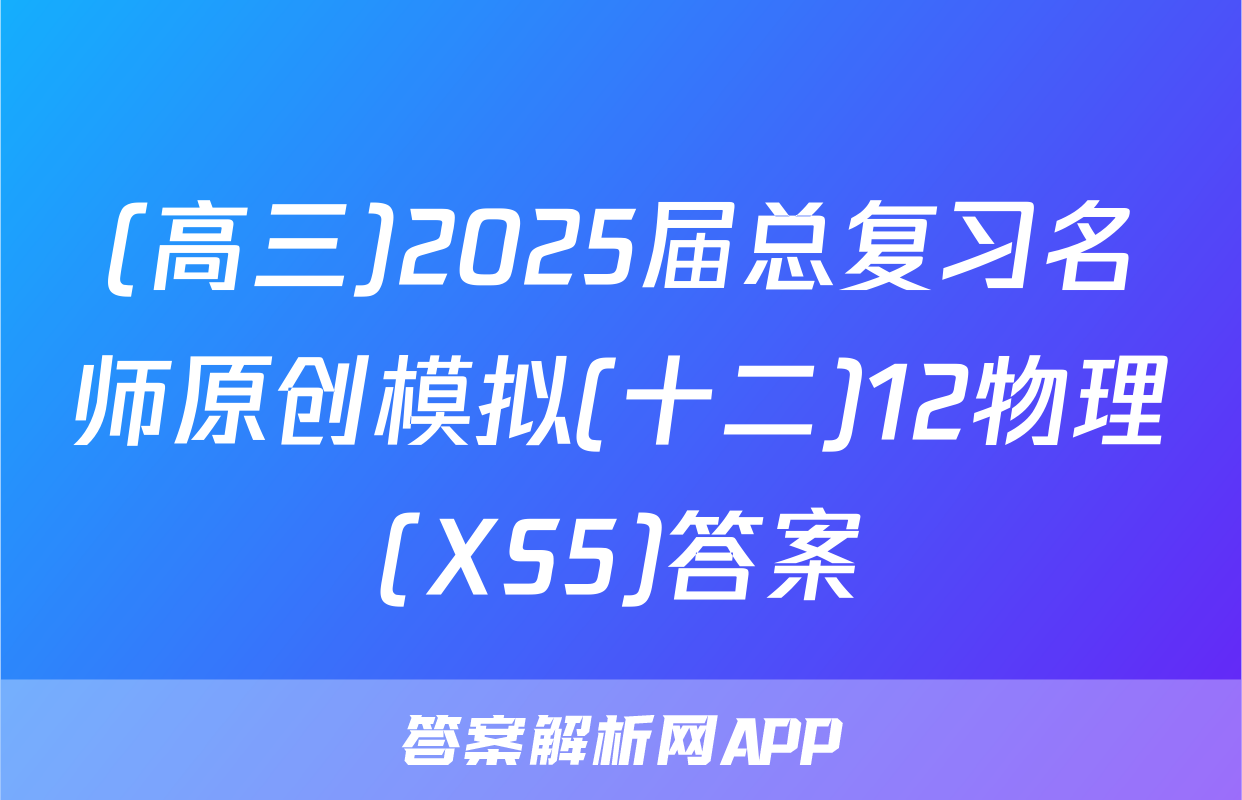 (高三)2025届总复习名师原创模拟(十二)12物理(XS5)答案