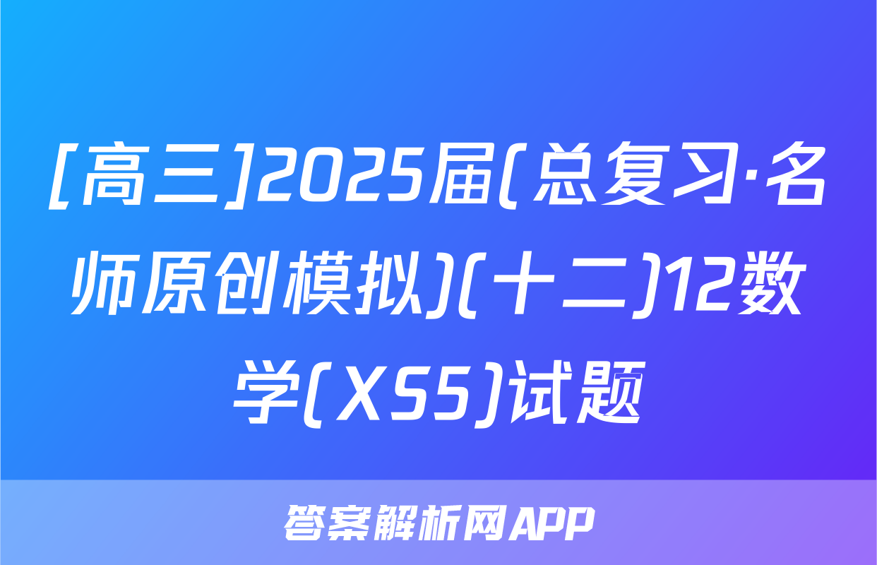 [高三]2025届(总复习·名师原创模拟)(十二)12数学(XS5)试题