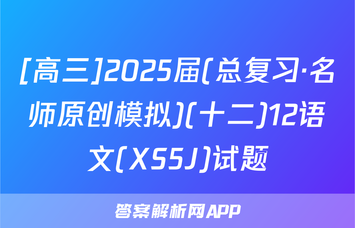 [高三]2025届(总复习·名师原创模拟)(十二)12语文(XS5J)试题