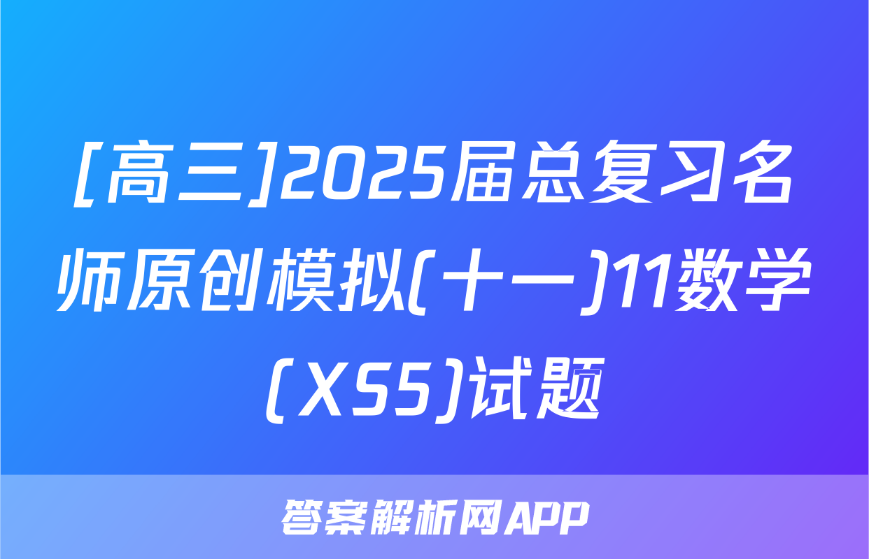 [高三]2025届总复习名师原创模拟(十一)11数学(XS5)试题