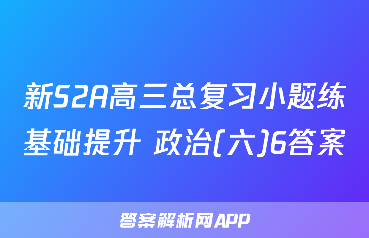 新S2A高三总复习小题练基础提升 政治(六)6答案