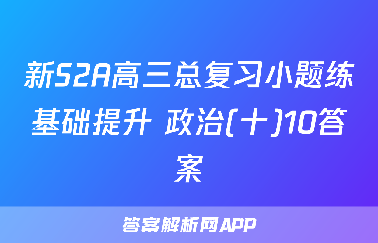 新S2A高三总复习小题练基础提升 政治(十)10答案