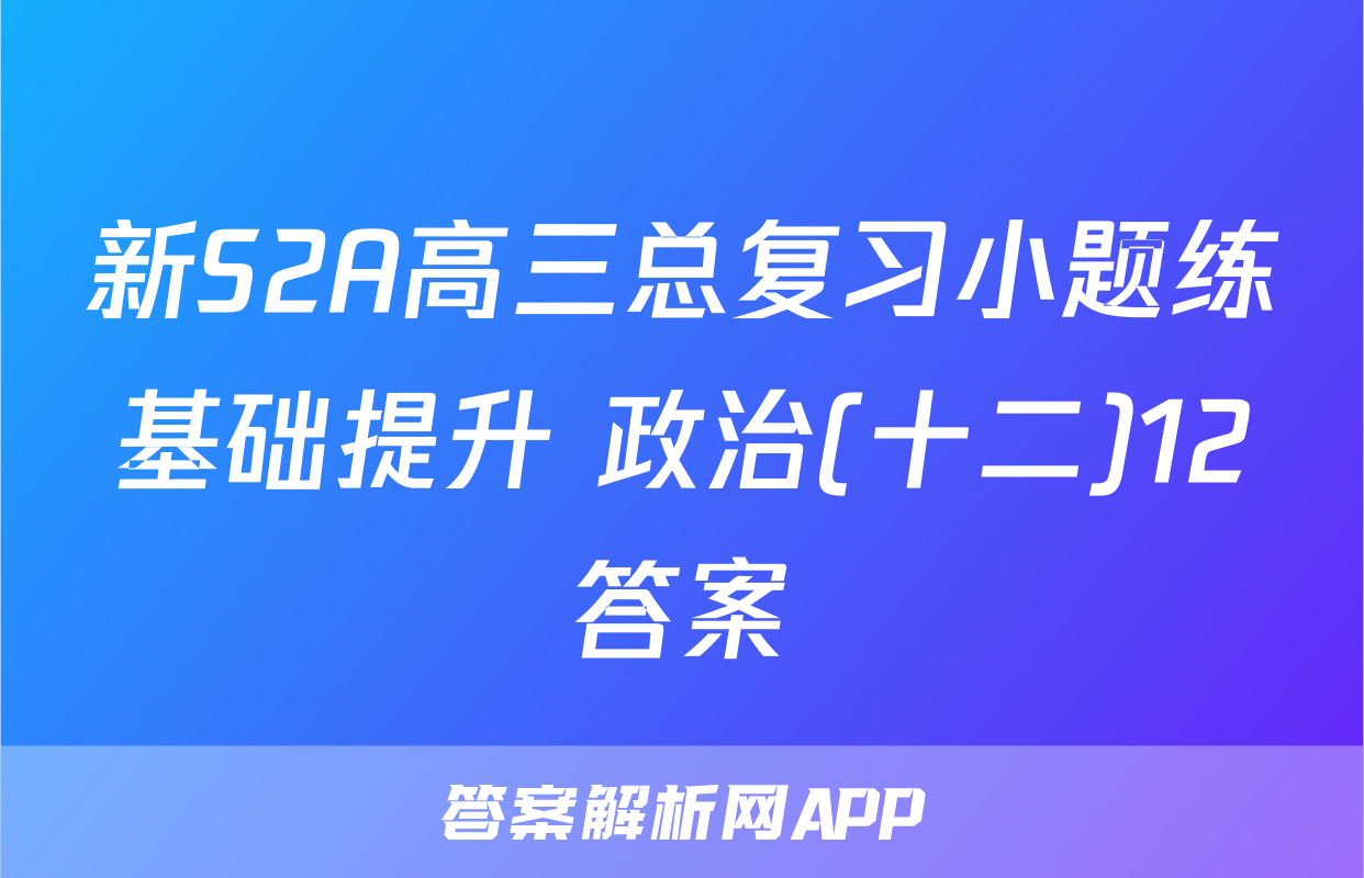新S2A高三总复习小题练基础提升 政治(十二)12答案