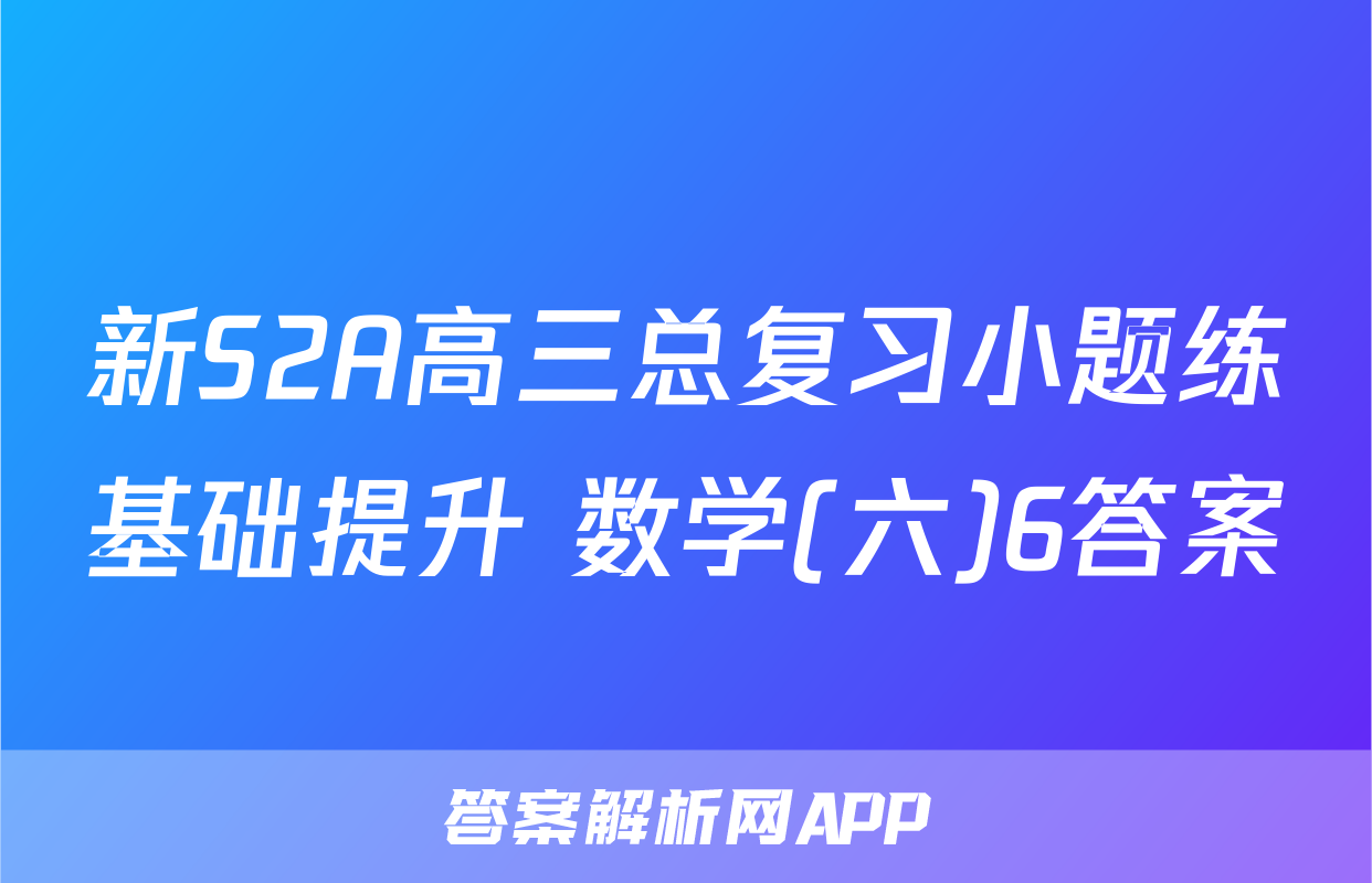 新S2A高三总复习小题练基础提升 数学(六)6答案