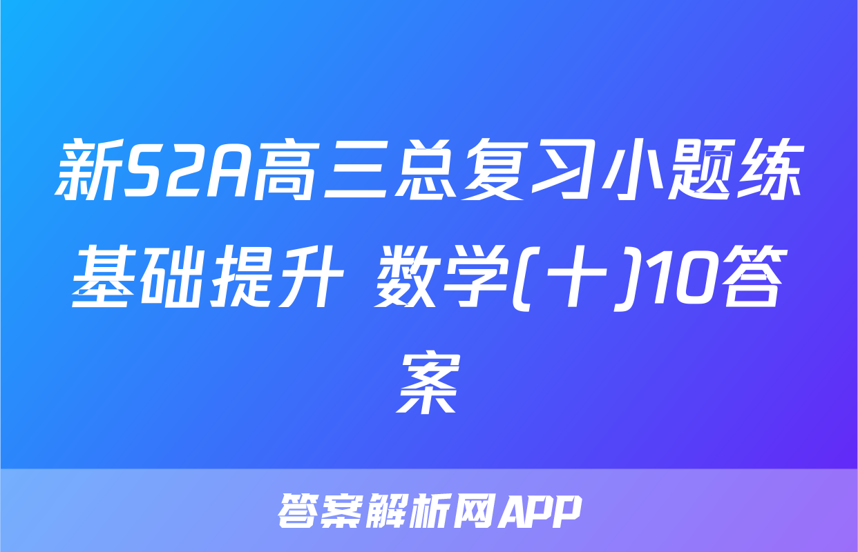 新S2A高三总复习小题练基础提升 数学(十)10答案