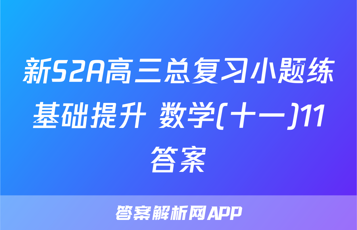 新S2A高三总复习小题练基础提升 数学(十一)11答案