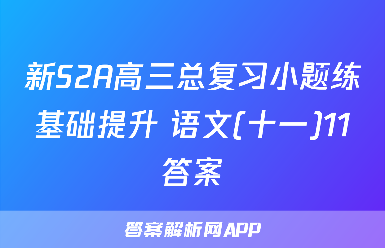 新S2A高三总复习小题练基础提升 语文(十一)11答案