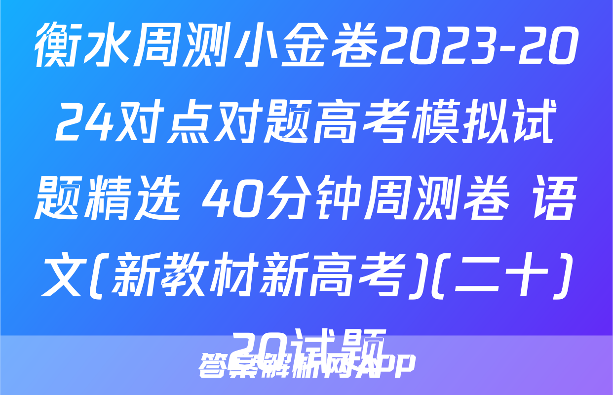 衡水周测小金卷2023-2024对点对题高考模拟试题精选 40分钟周测卷 语文(新教材新高考)(二十)20试题
