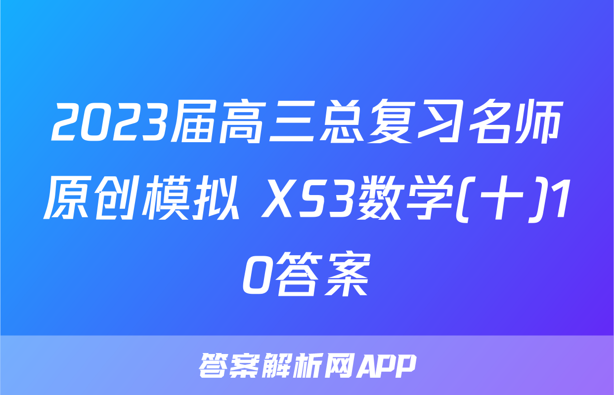 2023届高三总复习名师原创模拟 XS3数学(十)10答案