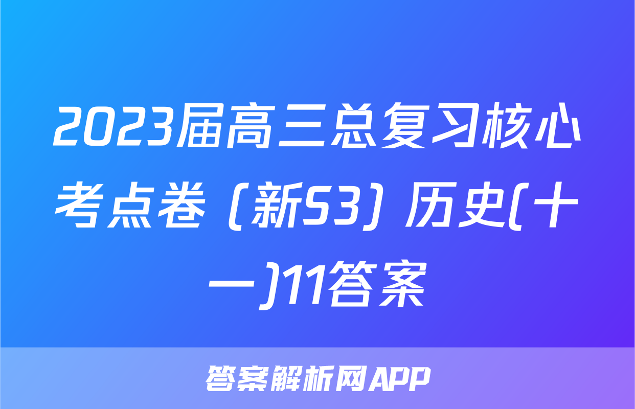 2023届高三总复习核心考点卷 (新S3) 历史(十一)11答案