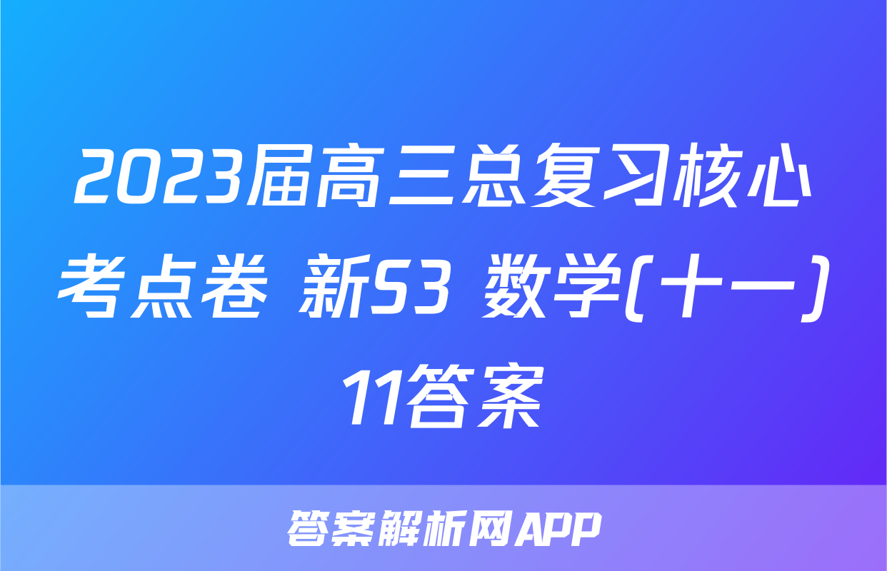 2023届高三总复习核心考点卷 新S3 数学(十一)11答案