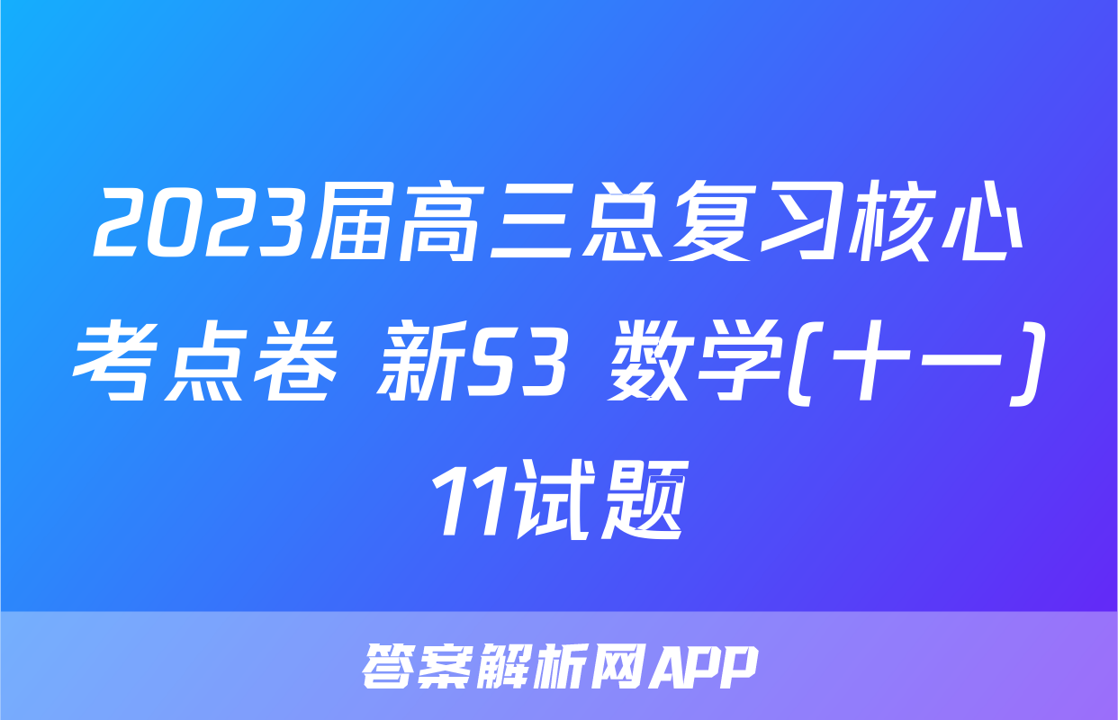 2023届高三总复习核心考点卷 新S3 数学(十一)11试题