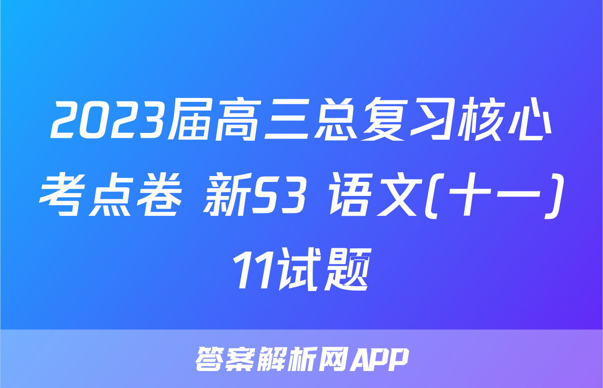 2023届高三总复习核心考点卷 新S3 语文(十一)11试题