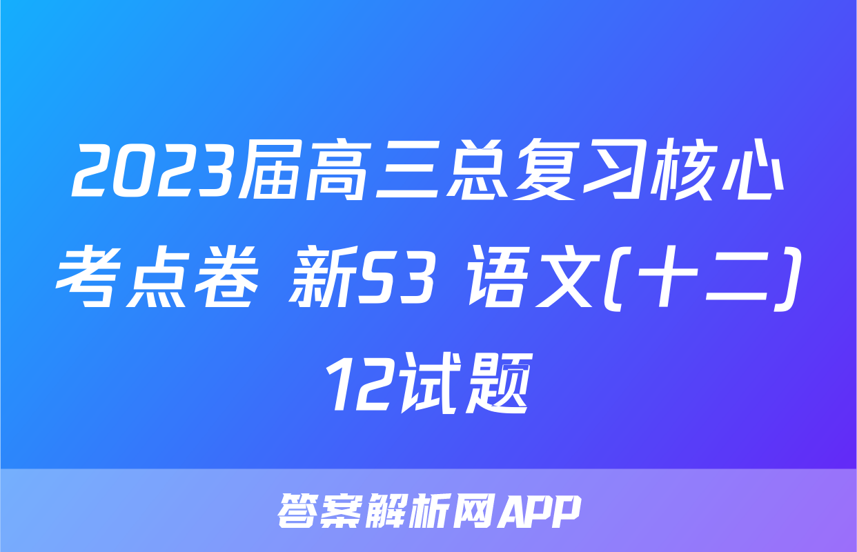 2023届高三总复习核心考点卷 新S3 语文(十二)12试题