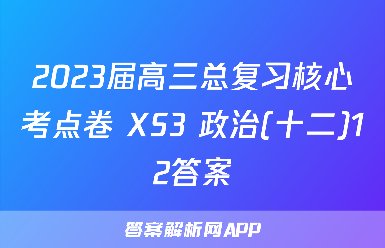 2023届高三总复习核心考点卷 XS3 政治(十二)12答案