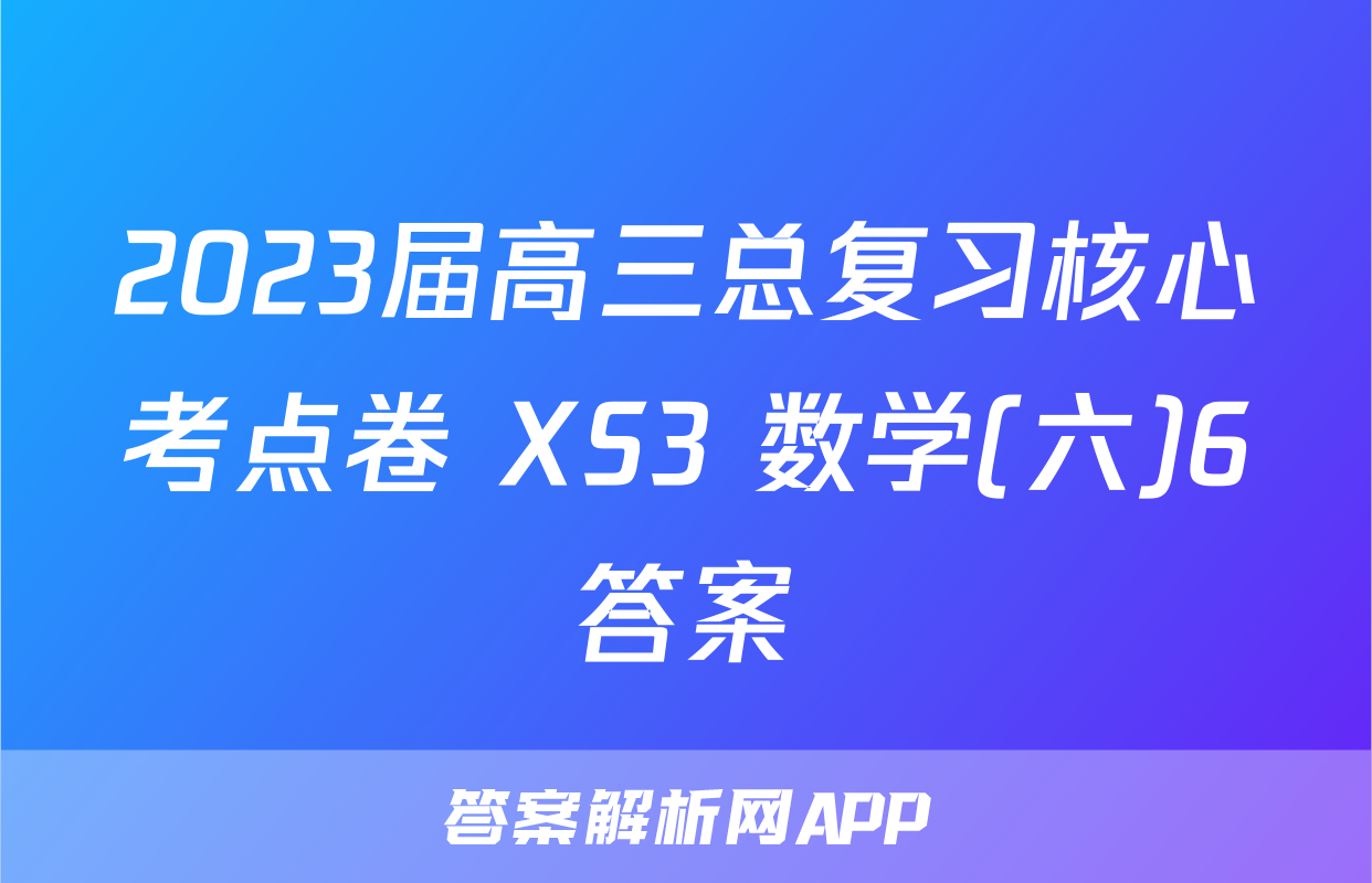 2023届高三总复习核心考点卷 XS3 数学(六)6答案
