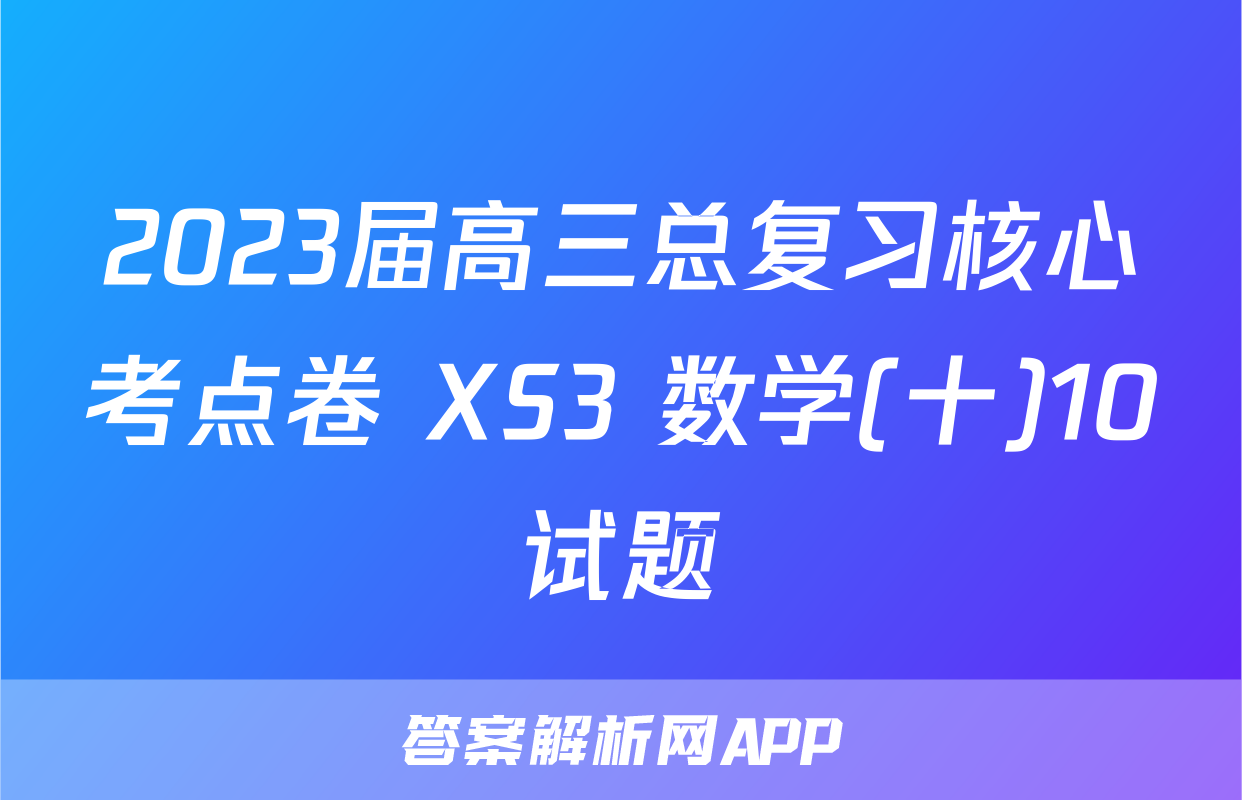 2023届高三总复习核心考点卷 XS3 数学(十)10试题