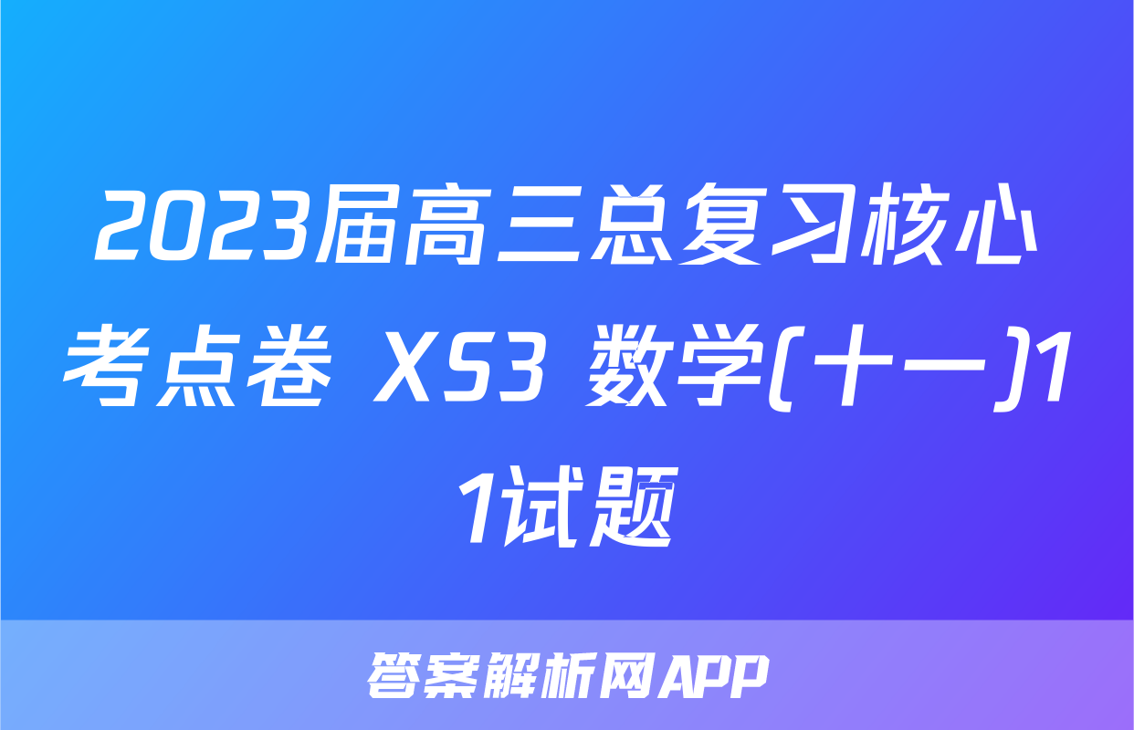 2023届高三总复习核心考点卷 XS3 数学(十一)11试题
