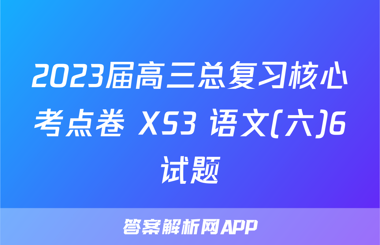 2023届高三总复习核心考点卷 XS3 语文(六)6试题