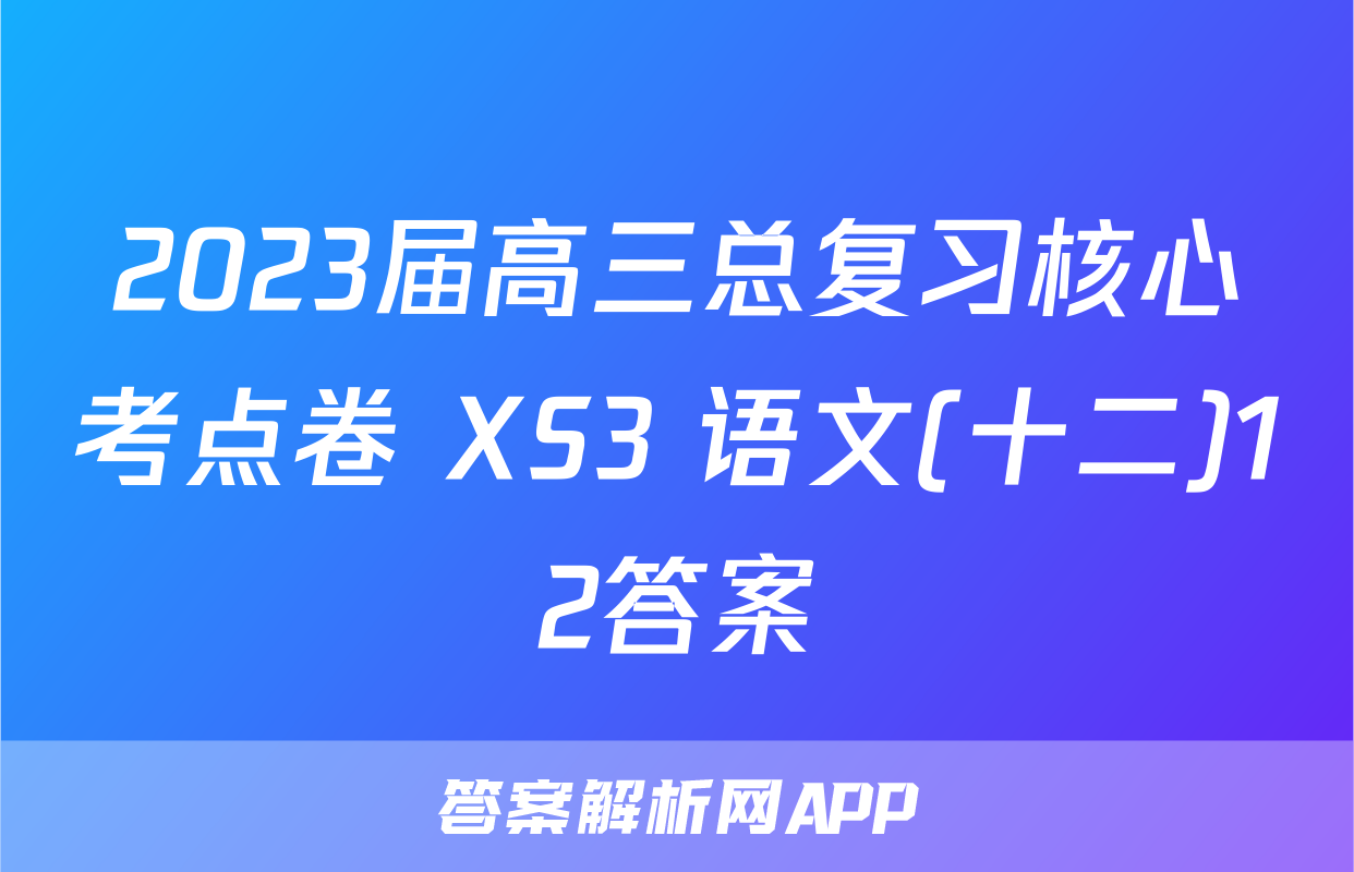 2023届高三总复习核心考点卷 XS3 语文(十二)12答案