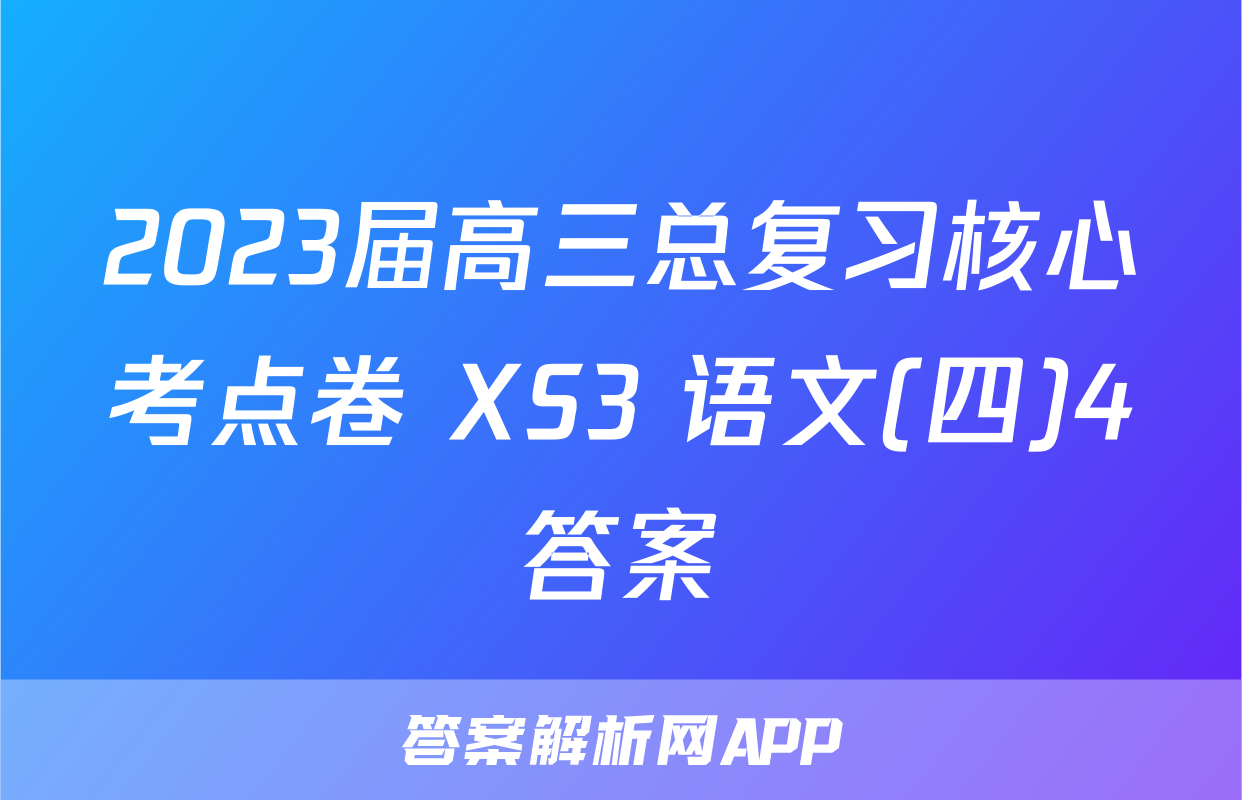 2023届高三总复习核心考点卷 XS3 语文(四)4答案