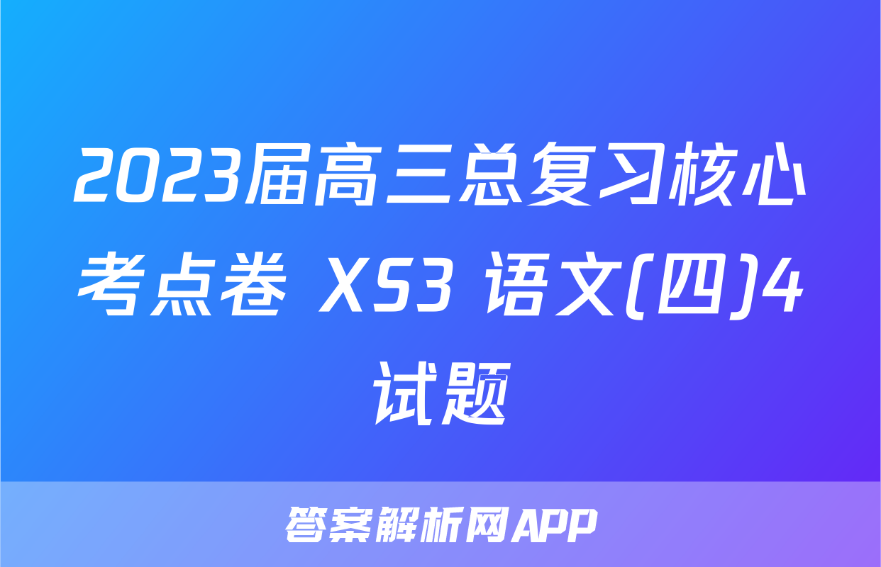 2023届高三总复习核心考点卷 XS3 语文(四)4试题