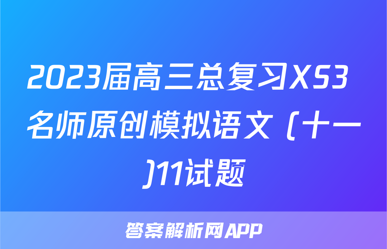 2023届高三总复习XS3 名师原创模拟语文 (十一)11试题