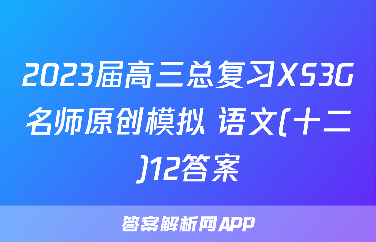 2023届高三总复习XS3G名师原创模拟 语文(十二)12答案