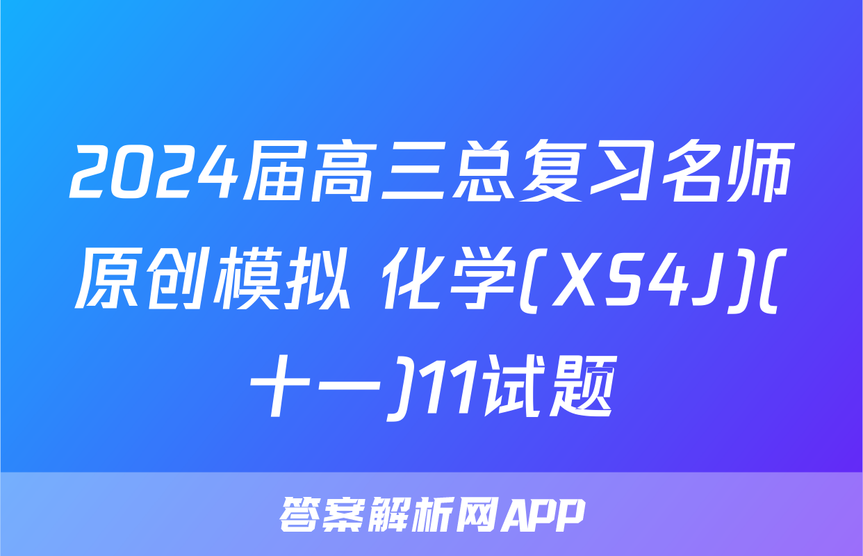 2024届高三总复习名师原创模拟 化学(XS4J)(十一)11试题