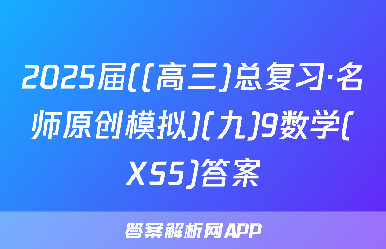 2025届((高三)总复习·名师原创模拟)(九)9数学(XS5)答案
