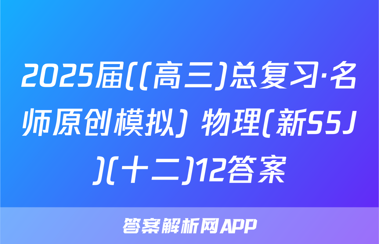 2025届((高三)总复习·名师原创模拟) 物理(新S5J)(十二)12答案