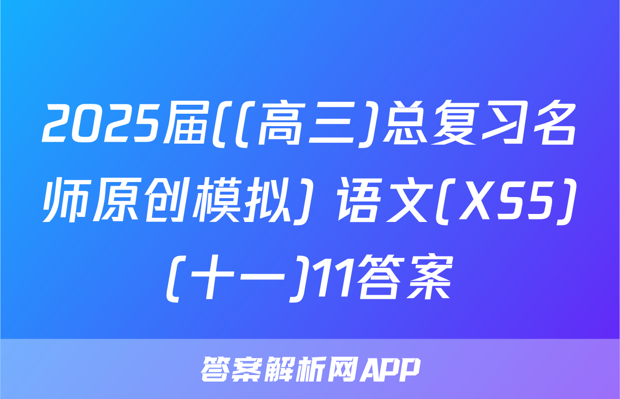 2025届((高三)总复习名师原创模拟) 语文(XS5)(十一)11答案