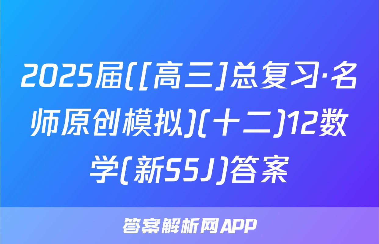 2025届([高三]总复习·名师原创模拟)(十二)12数学(新S5J)答案