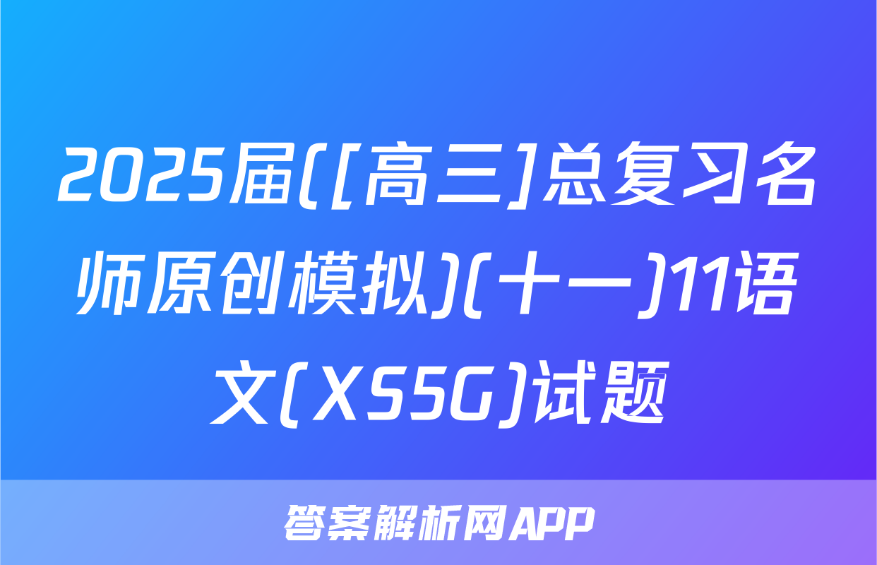 2025届([高三]总复习名师原创模拟)(十一)11语文(XS5G)试题