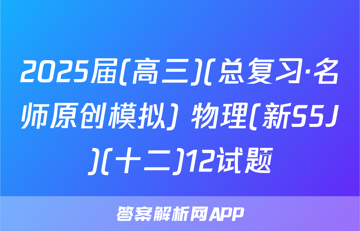 2025届(高三)(总复习·名师原创模拟) 物理(新S5J)(十二)12试题