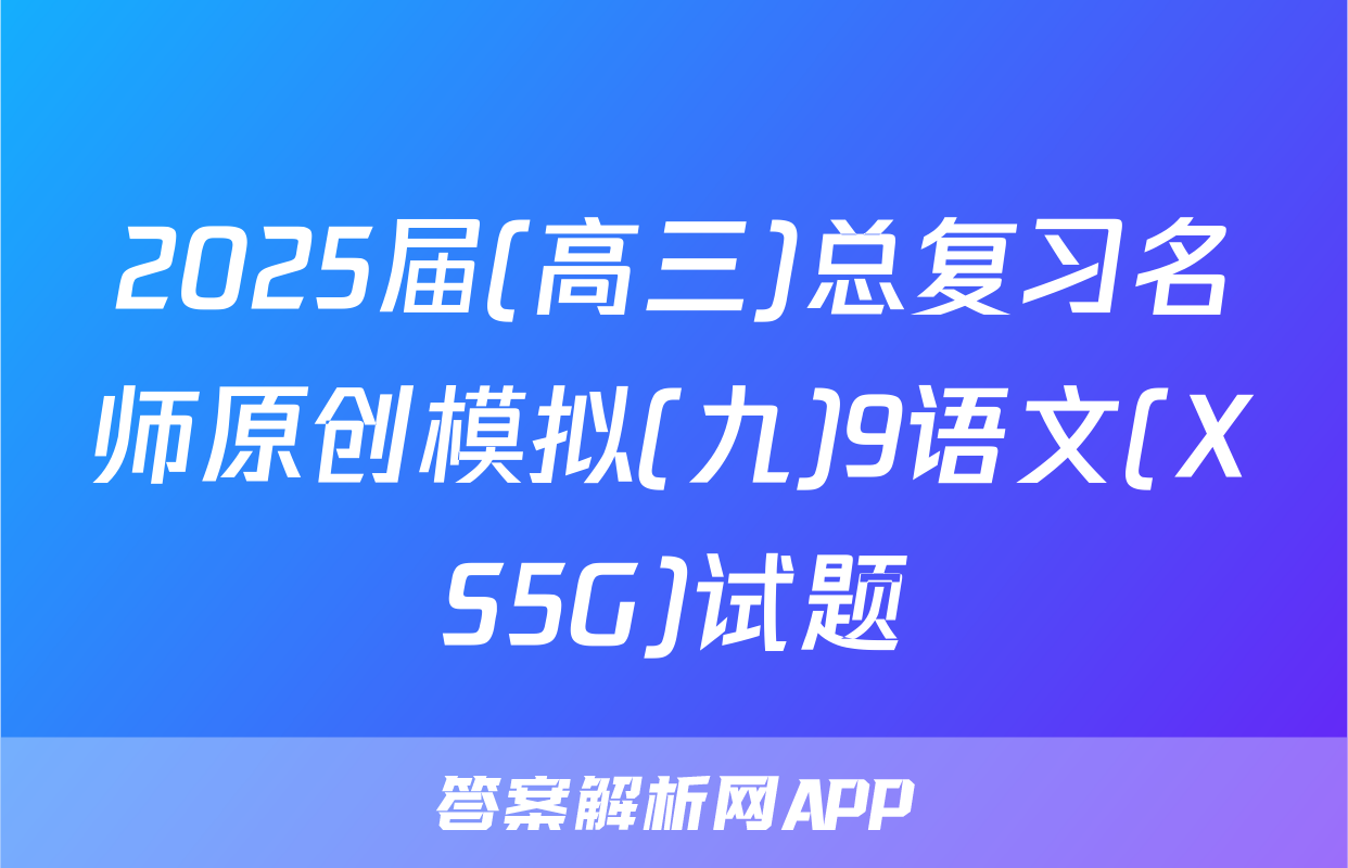 2025届(高三)总复习名师原创模拟(九)9语文(XS5G)试题