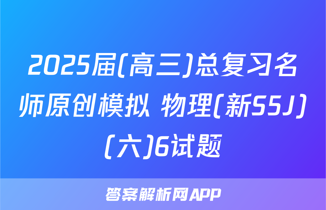 2025届(高三)总复习名师原创模拟 物理(新S5J)(六)6试题