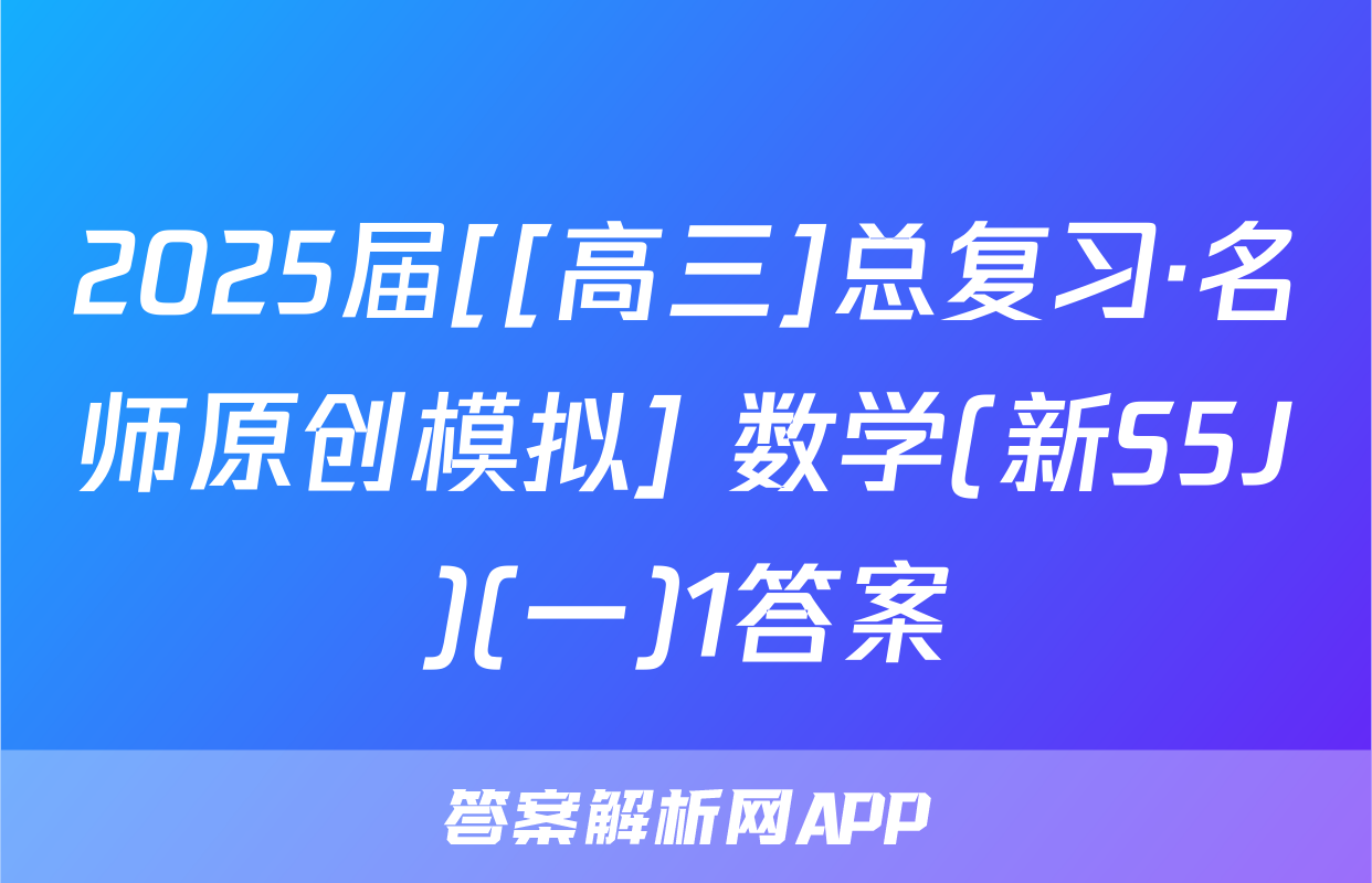 2025届[[高三]总复习·名师原创模拟] 数学(新S5J)(一)1答案