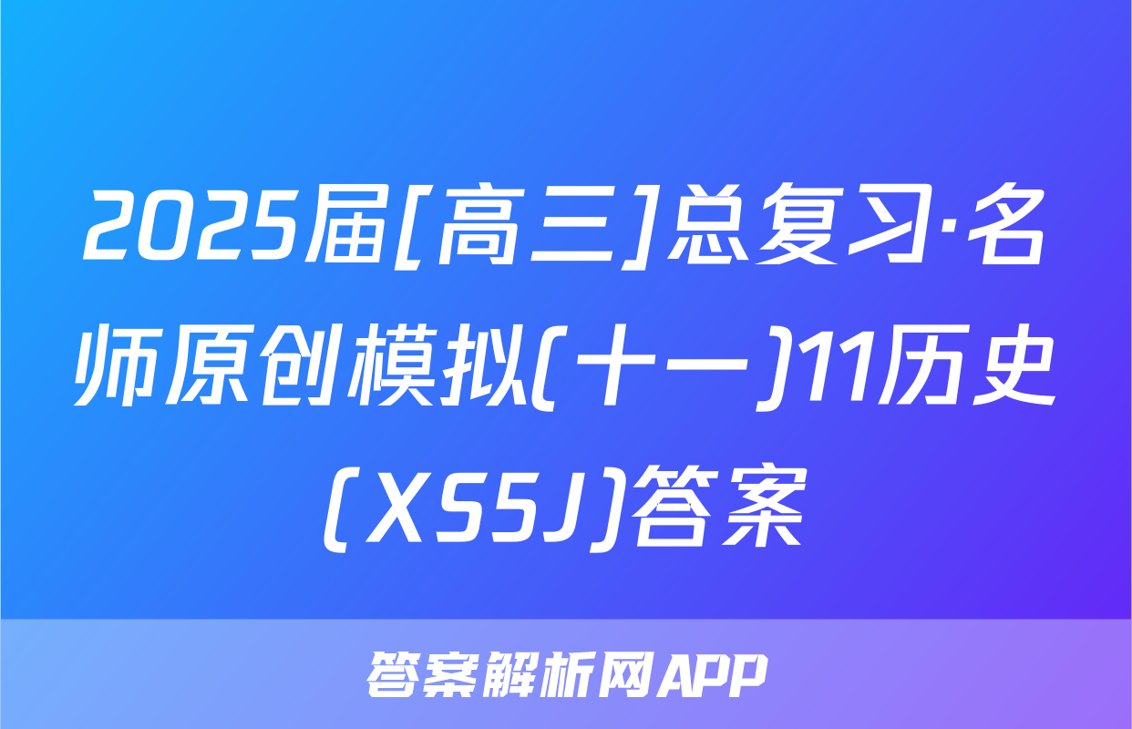 2025届[高三]总复习·名师原创模拟(十一)11历史(XS5J)答案