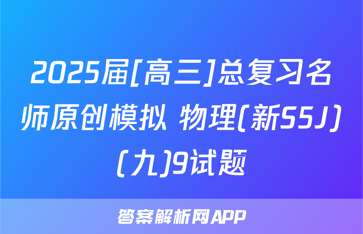 2025届[高三]总复习名师原创模拟 物理(新S5J)(九)9试题
