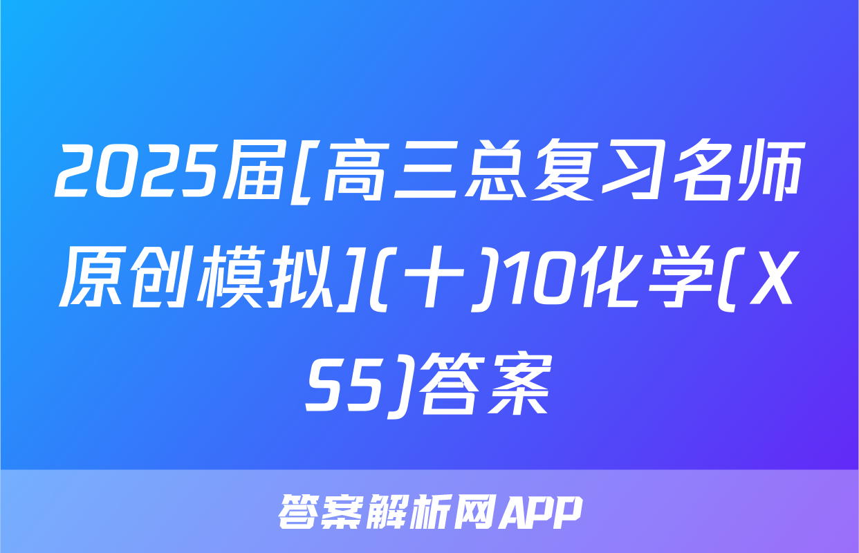 2025届[高三总复习名师原创模拟](十)10化学(XS5)答案