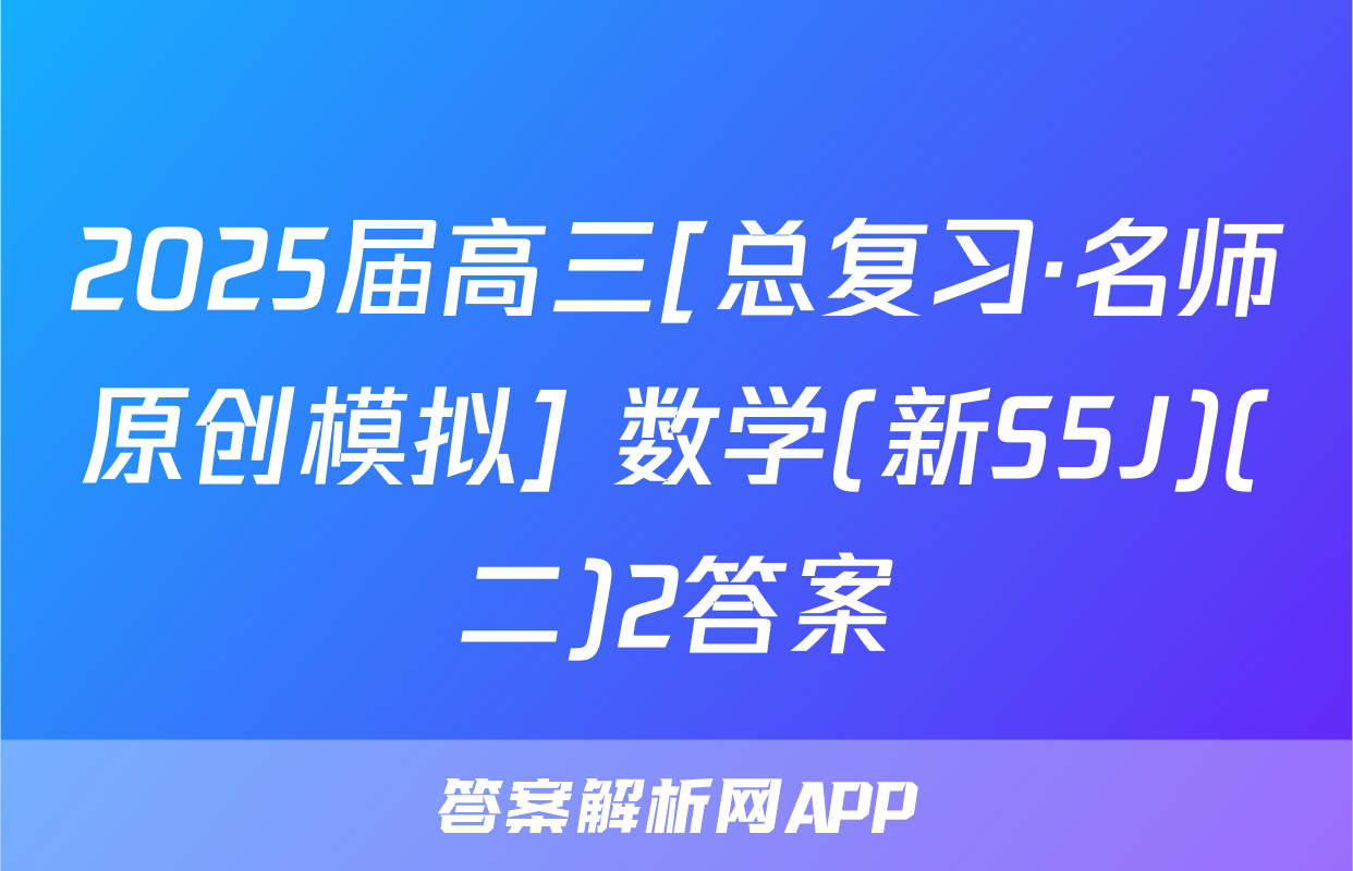 2025届高三[总复习·名师原创模拟] 数学(新S5J)(二)2答案