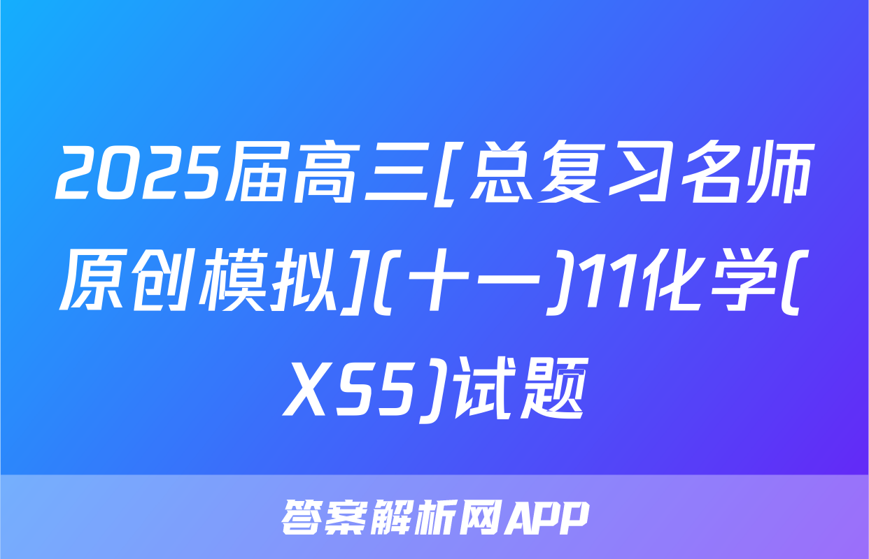 2025届高三[总复习名师原创模拟](十一)11化学(XS5)试题