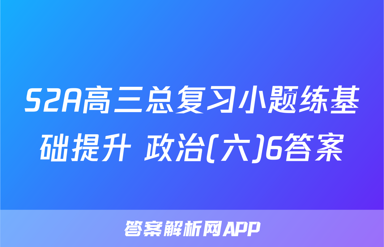 S2A高三总复习小题练基础提升 政治(六)6答案