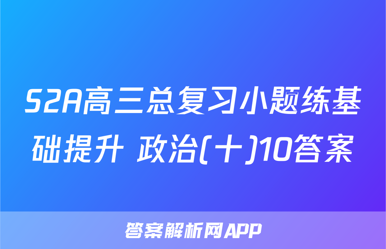 S2A高三总复习小题练基础提升 政治(十)10答案
