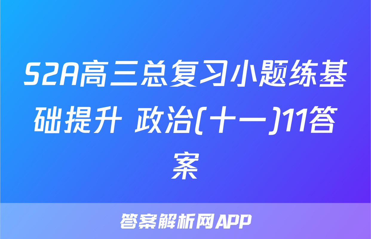 S2A高三总复习小题练基础提升 政治(十一)11答案