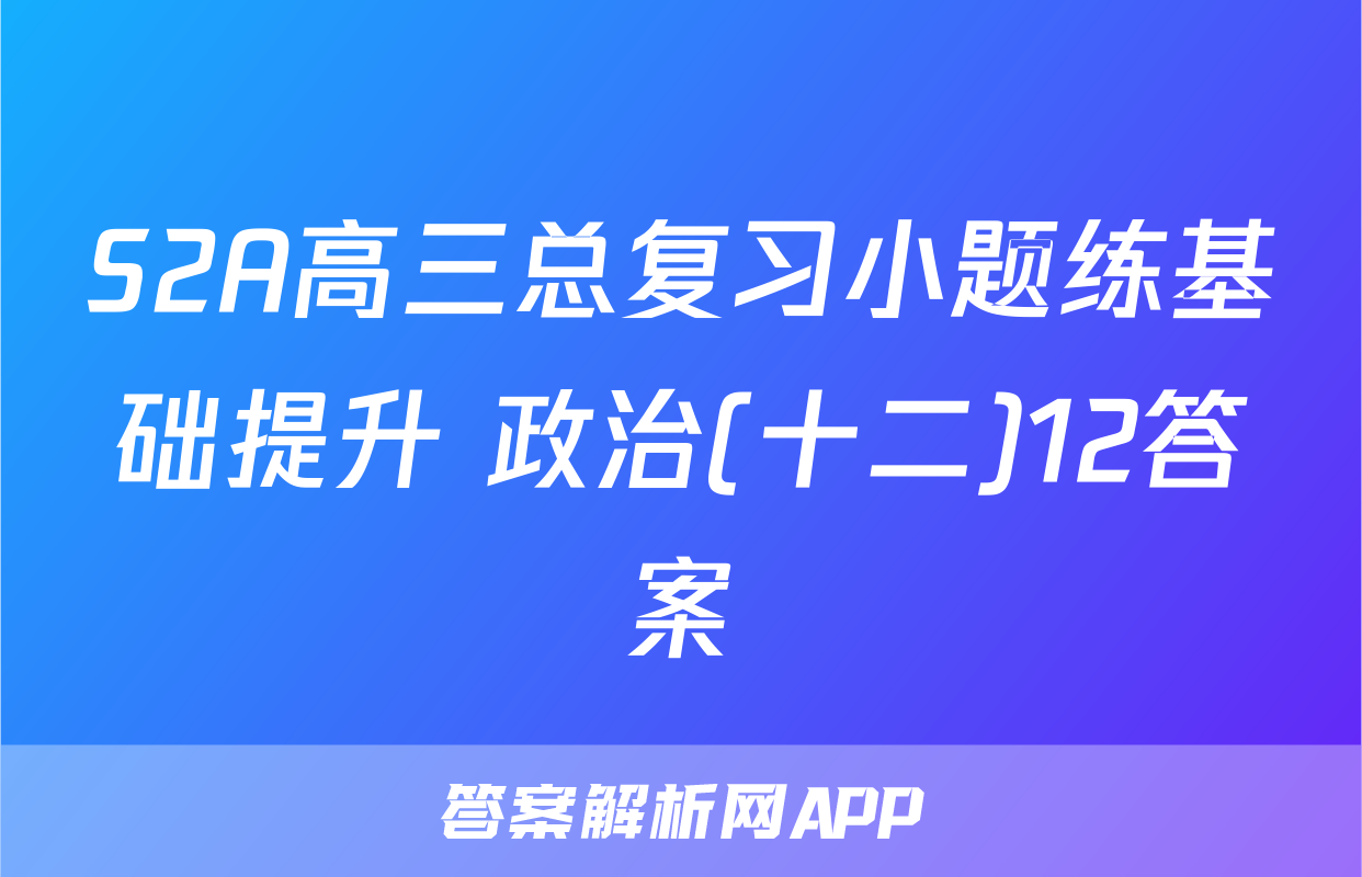 S2A高三总复习小题练基础提升 政治(十二)12答案