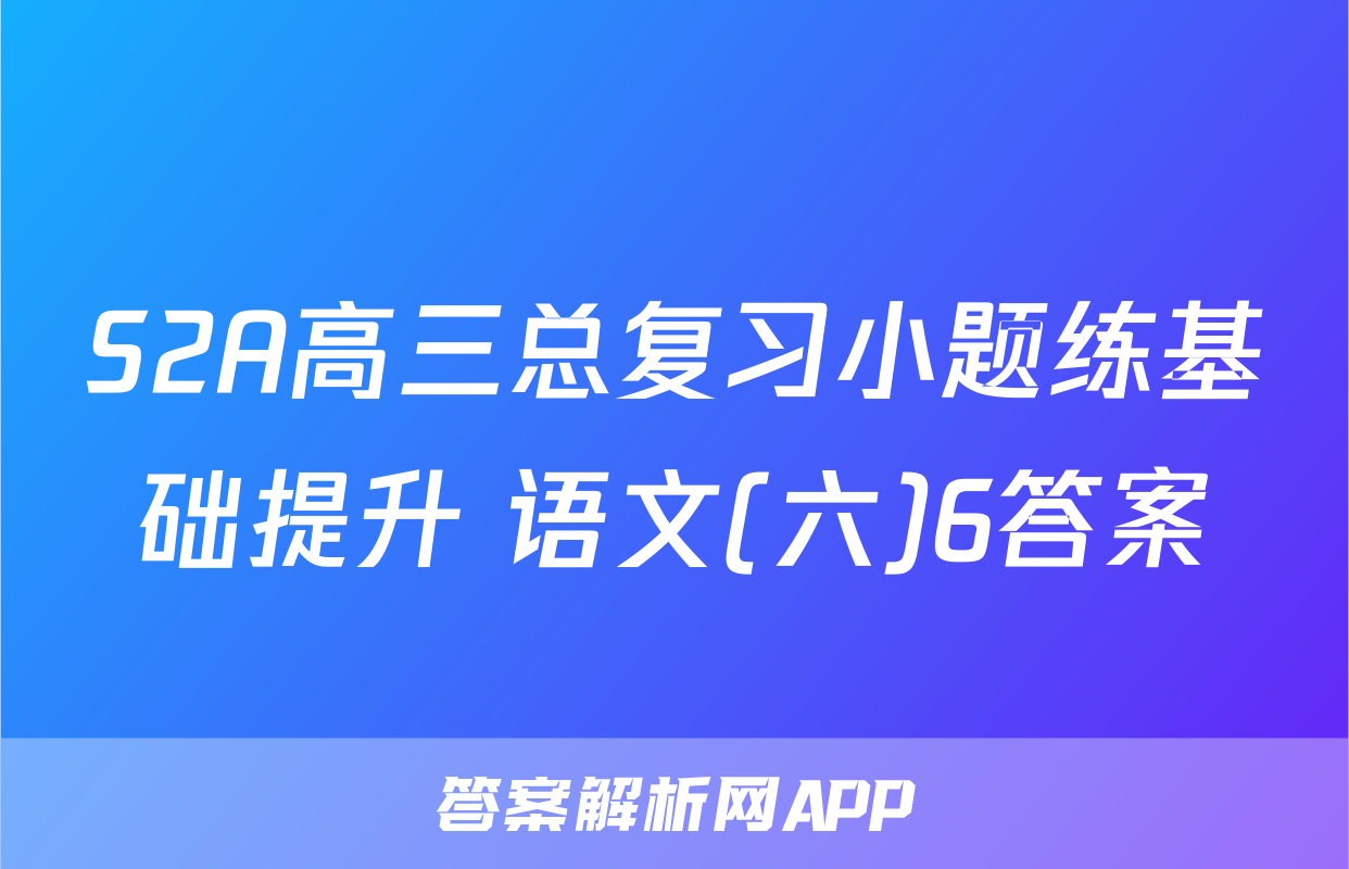 S2A高三总复习小题练基础提升 语文(六)6答案