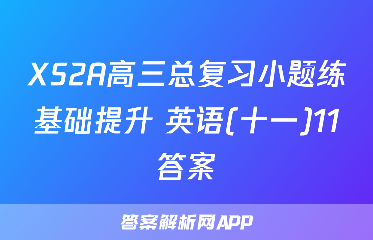 XS2A高三总复习小题练基础提升 英语(十一)11答案